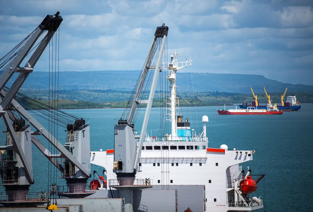 Ships and cranes in the port of Mombasa