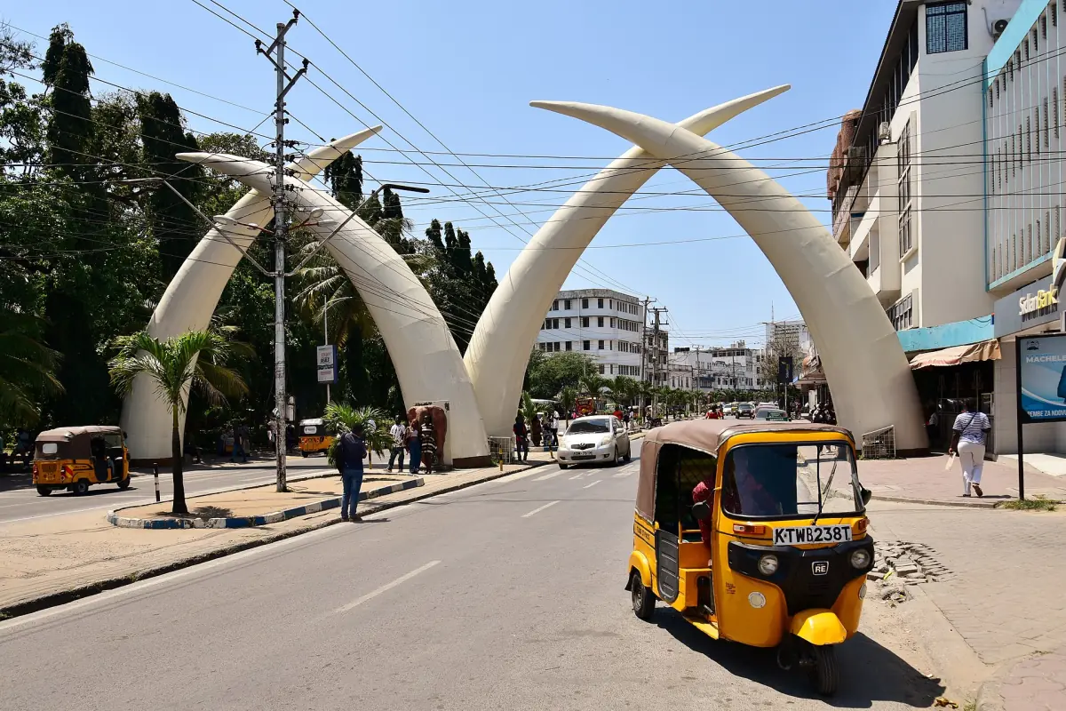 The tusks arches on Moi Avenue in Mombasa