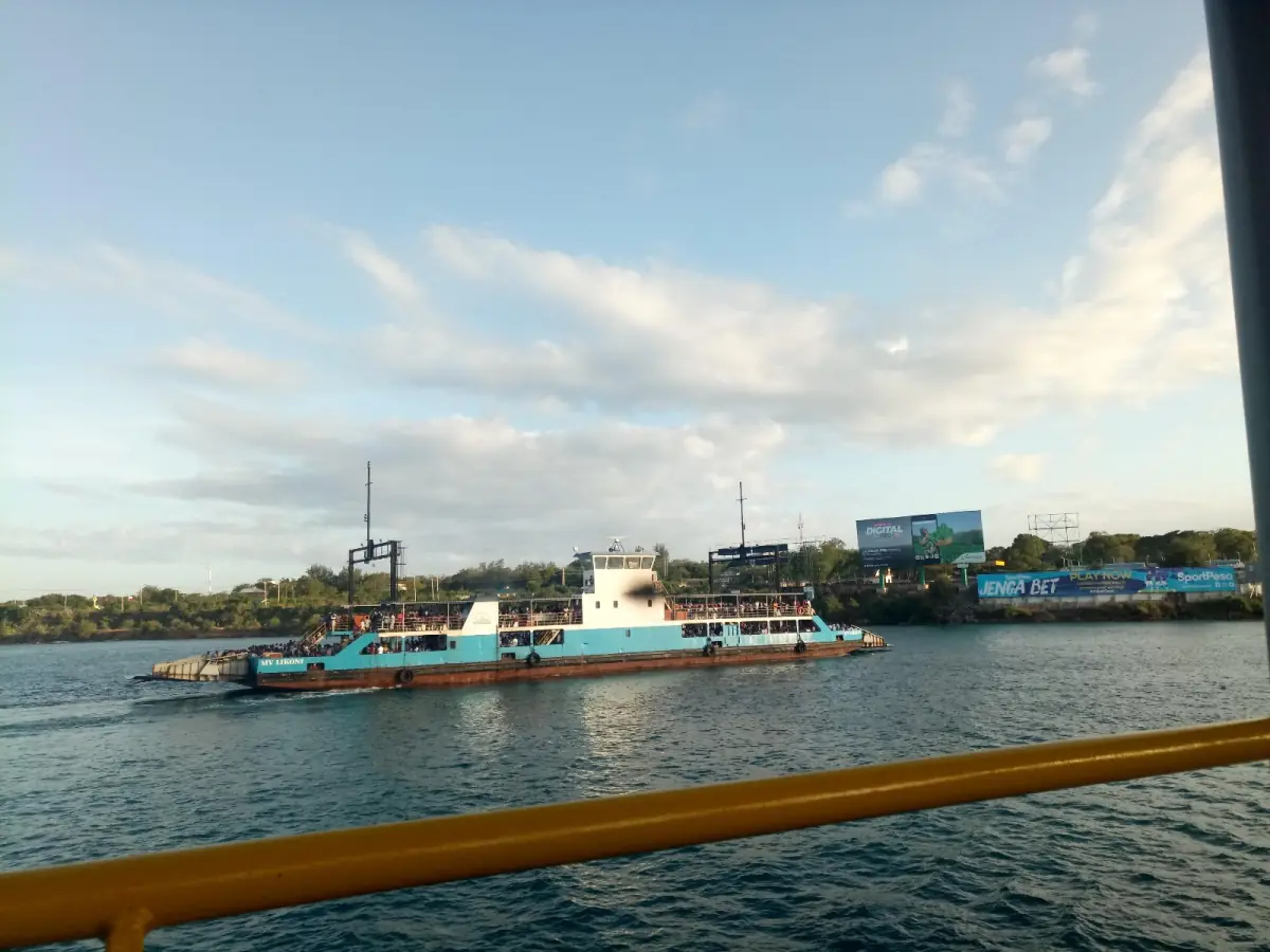 A Likoni ferry crossing the channel in Mombasa